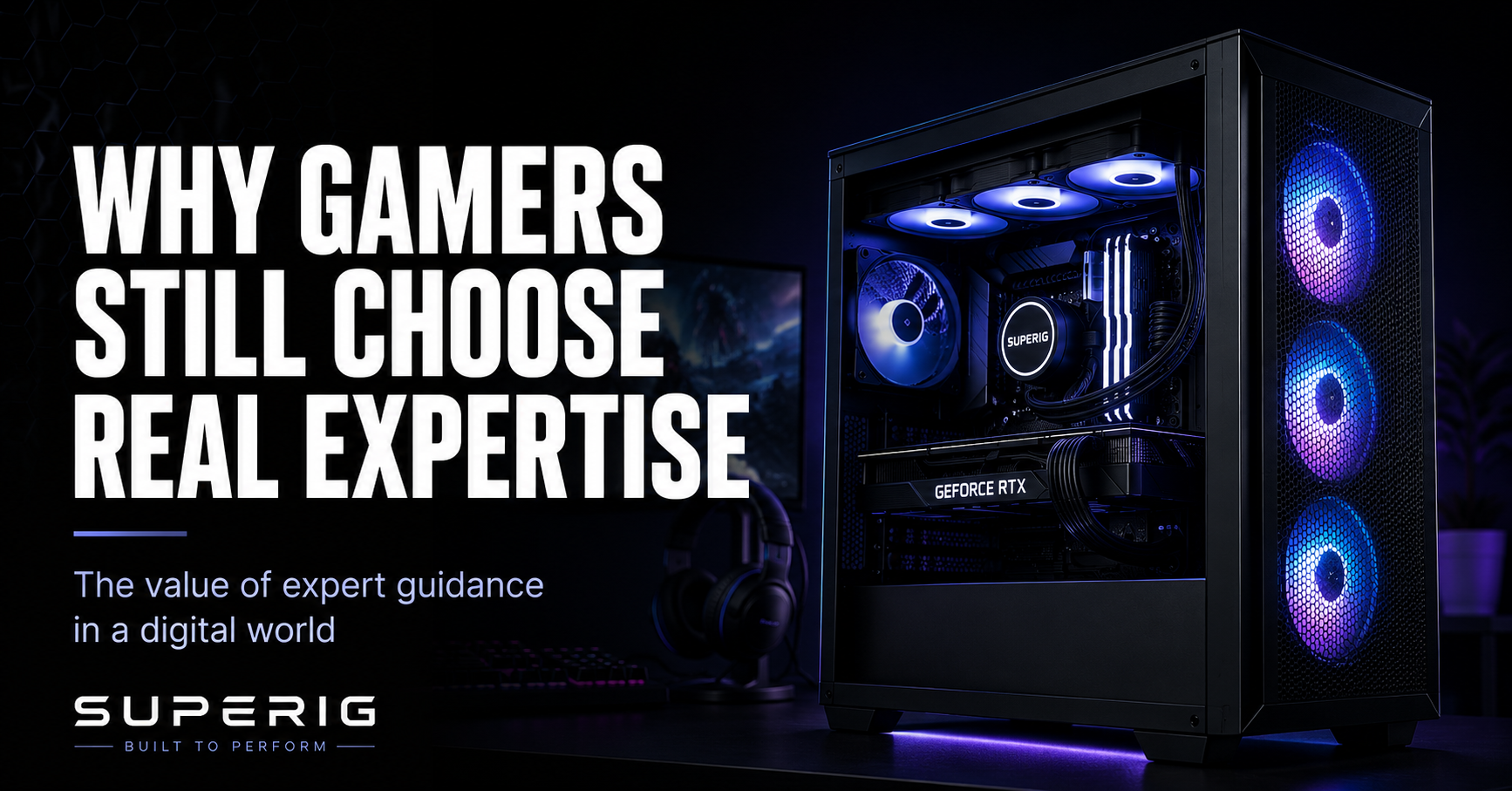 Best Custom Built PCs UK by SUPERIG, featuring a high-performance gaming PC with RGB cooling, GeForce RTX graphics, and expert-built components.